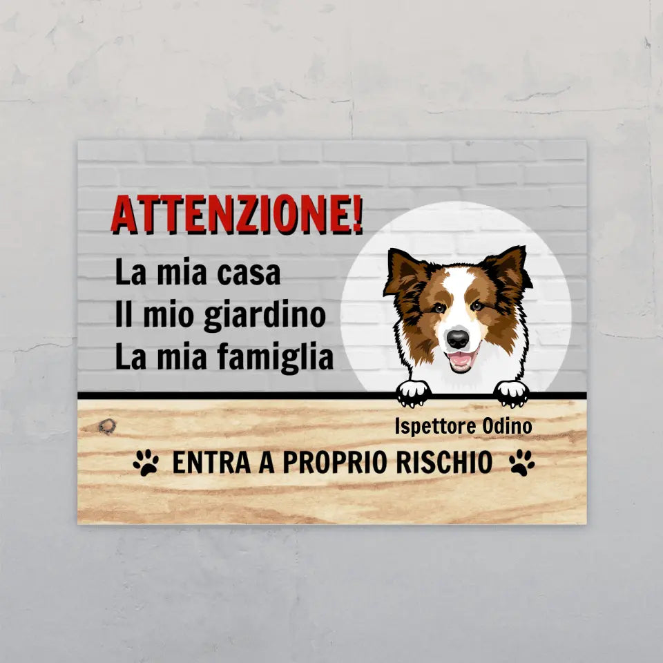 Attenzione - Cartello da giardino personalizzato