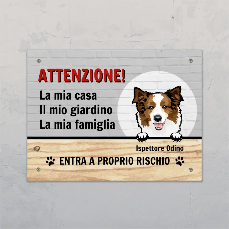 Attenzione - Cartello da giardino personalizzato