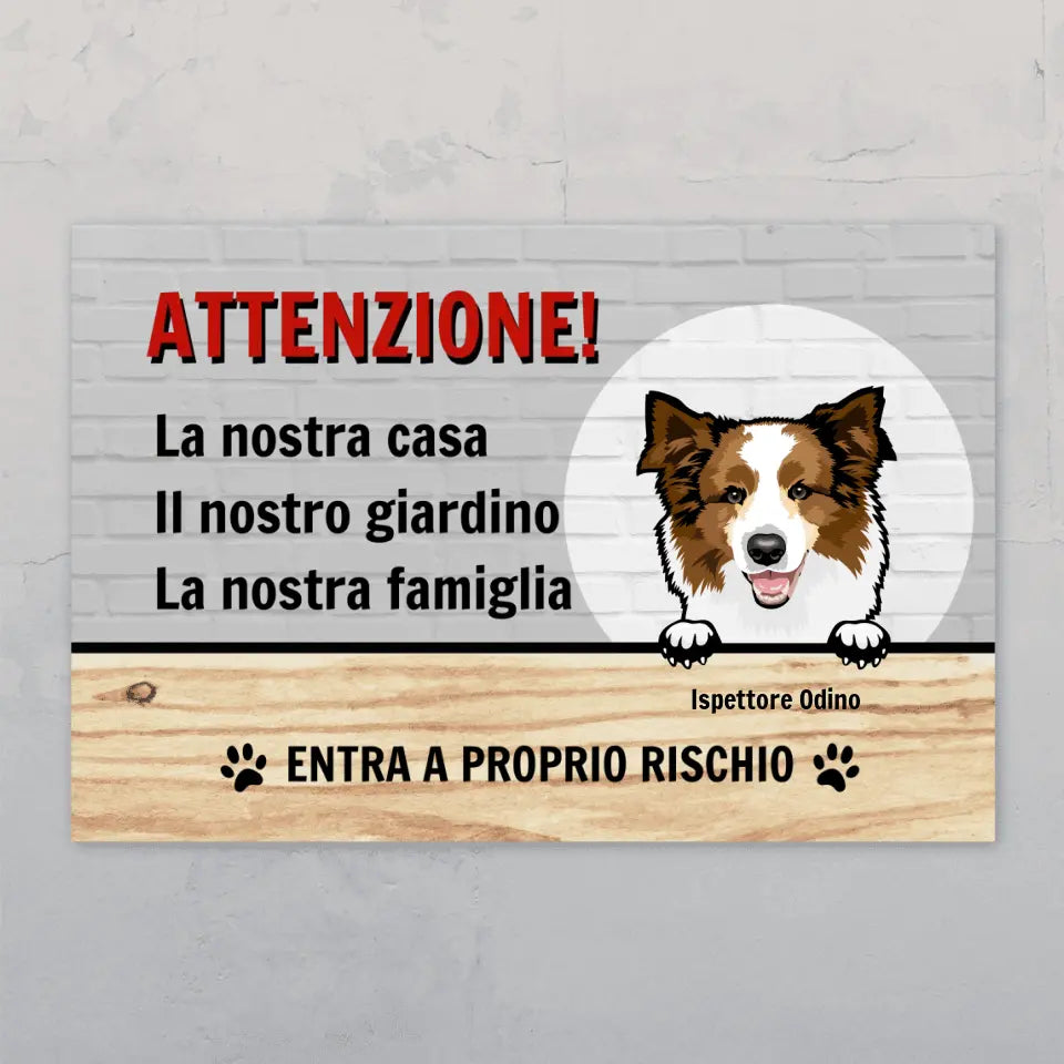 Attenzione - Cartello da giardino personalizzato