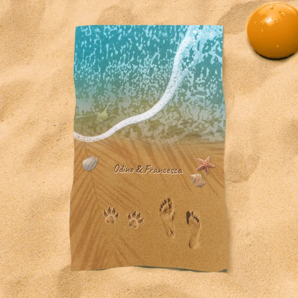 Zampe nella sabbia - Telo da mare personalizzato