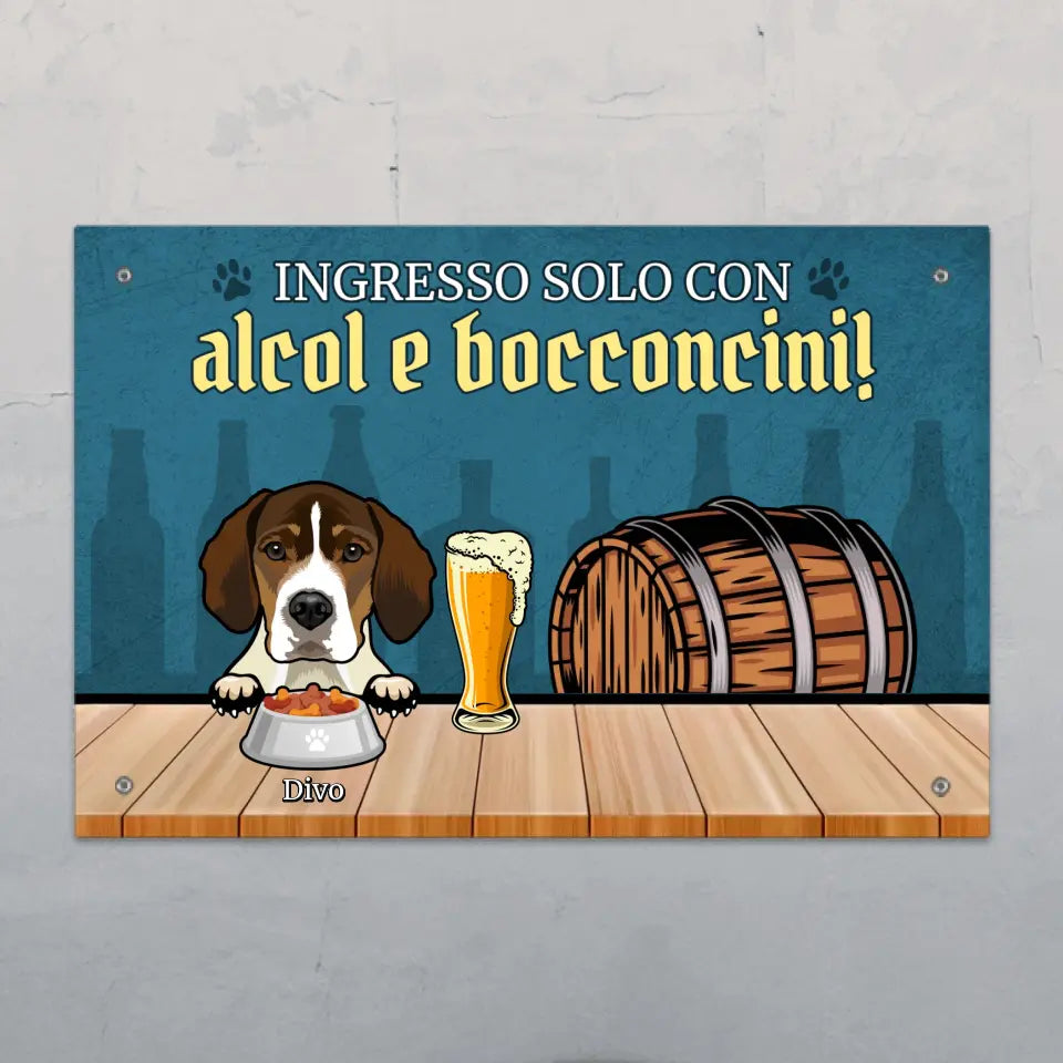Ingresso solo con alcol e bocconcini - Targa per porta personalizzata