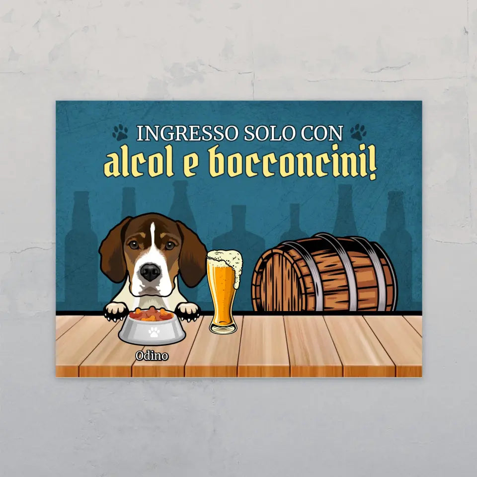 Ingresso solo con alcol e bocconcini - Targa per porta personalizzata