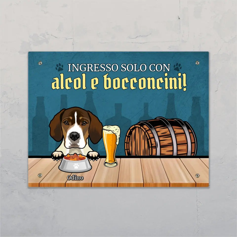 Ingresso solo con alcol e bocconcini - Targa per porta personalizzata