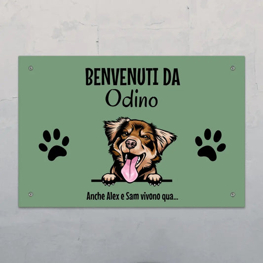 Targa per porta personalizzata - Animali domestici affacciati