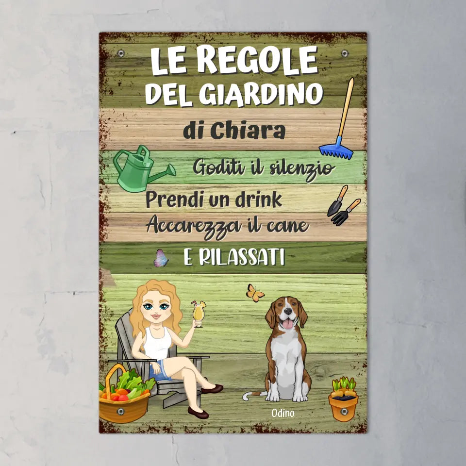 Le regole di un giardino - Cartello da giardino personalizzato