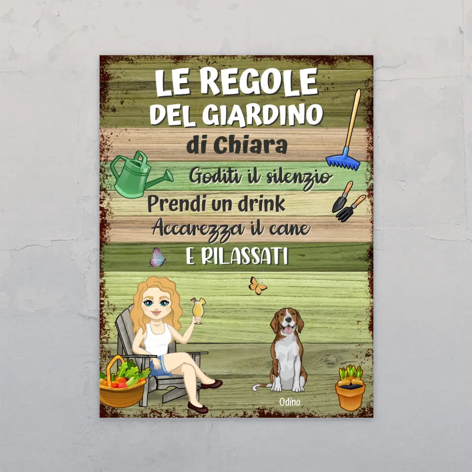 Le regole di un giardino - Cartello da giardino personalizzato