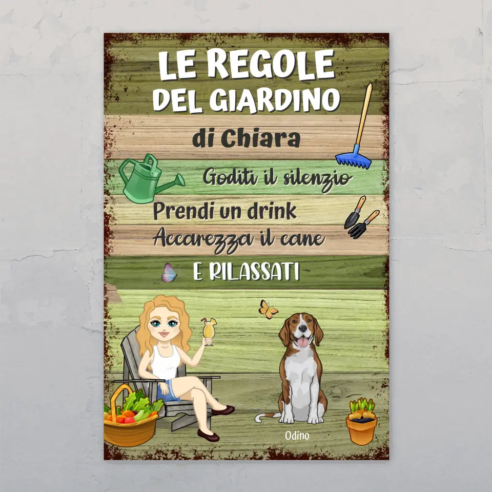 Le regole di un giardino - Cartello da giardino personalizzato