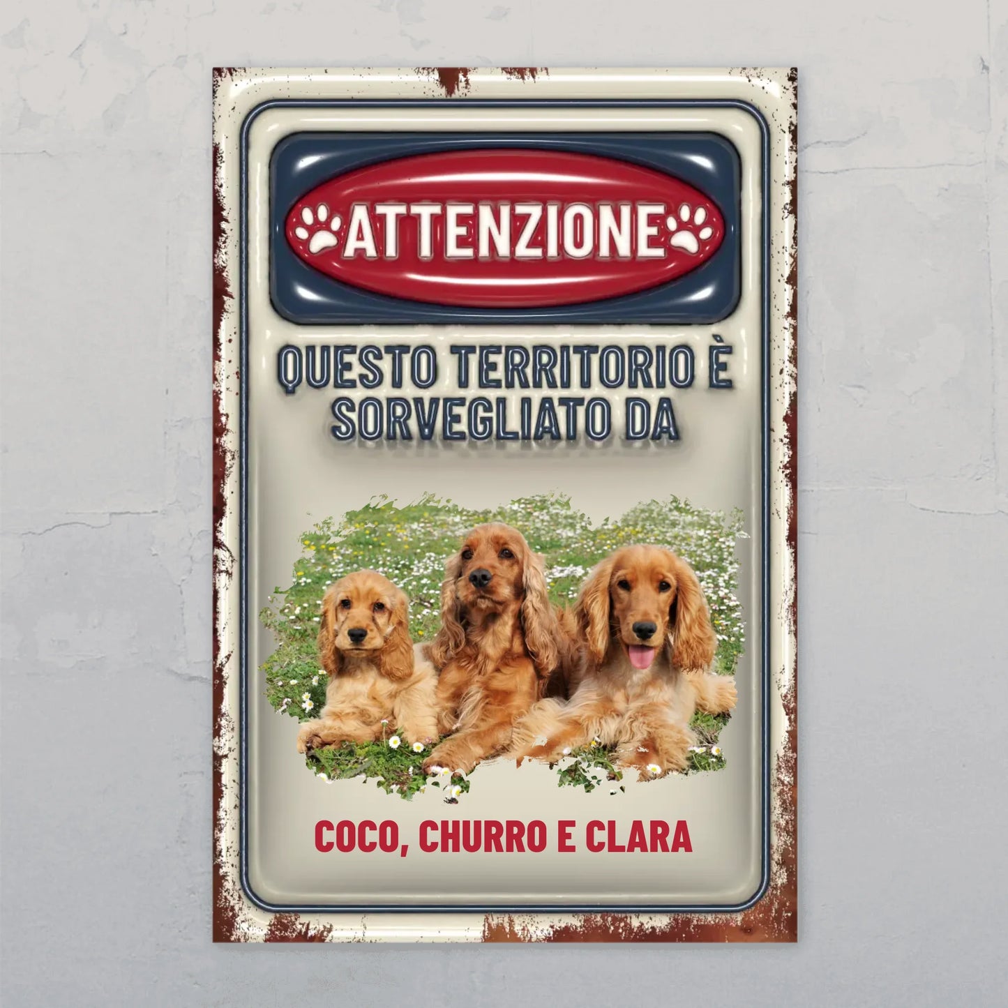 Attenzione (effetto 3D) - Targa per porta personalizzata