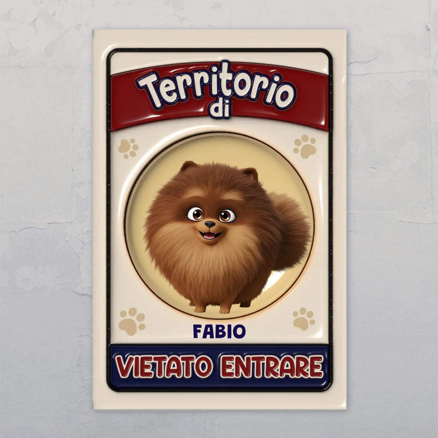 Territorio di (effetto 3D) - Targa per porta personalizzata