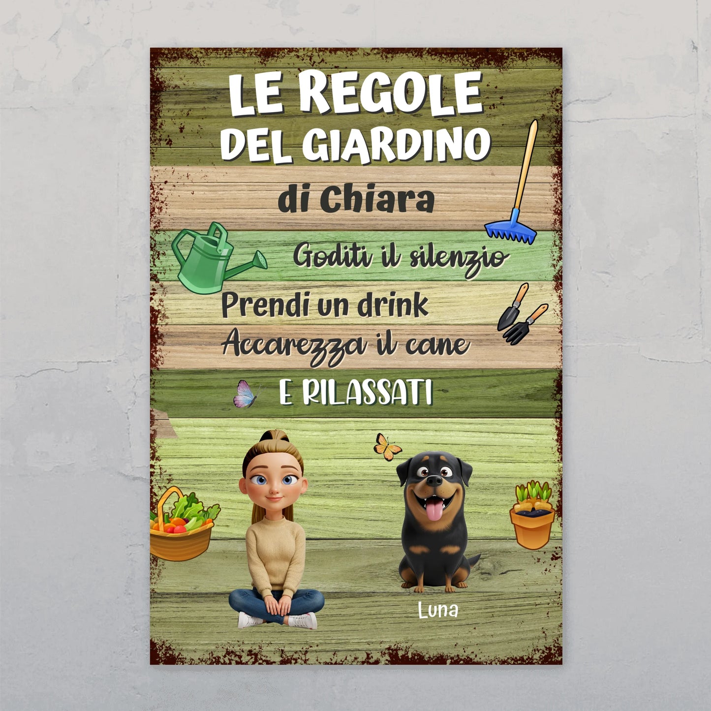 Le regole di un giardino - Cartello da giardino personalizzato