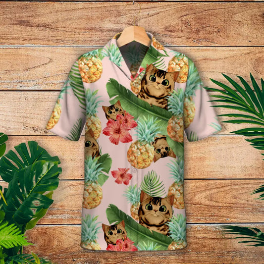Gatti curiosi tropicali - Camicia hawaiana personalizzata