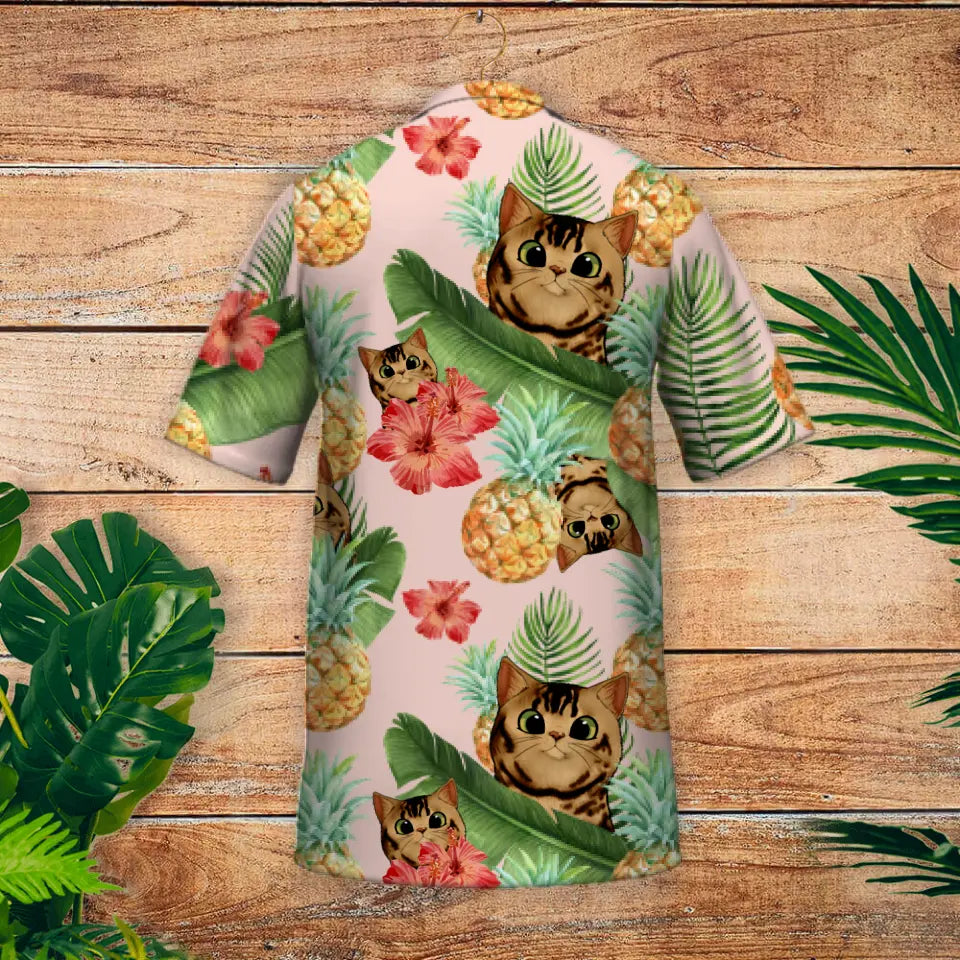 Gatti curiosi tropicali - Camicia hawaiana personalizzata
