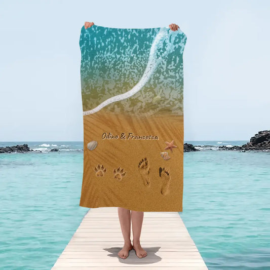 Zampe nella sabbia - Telo da mare personalizzato