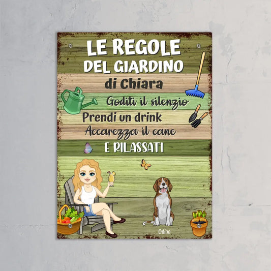 Le regole di un giardino - Cartello da giardino personalizzato