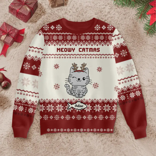 Meowy Catmas - Ugly Christmas Sweater personalizzato