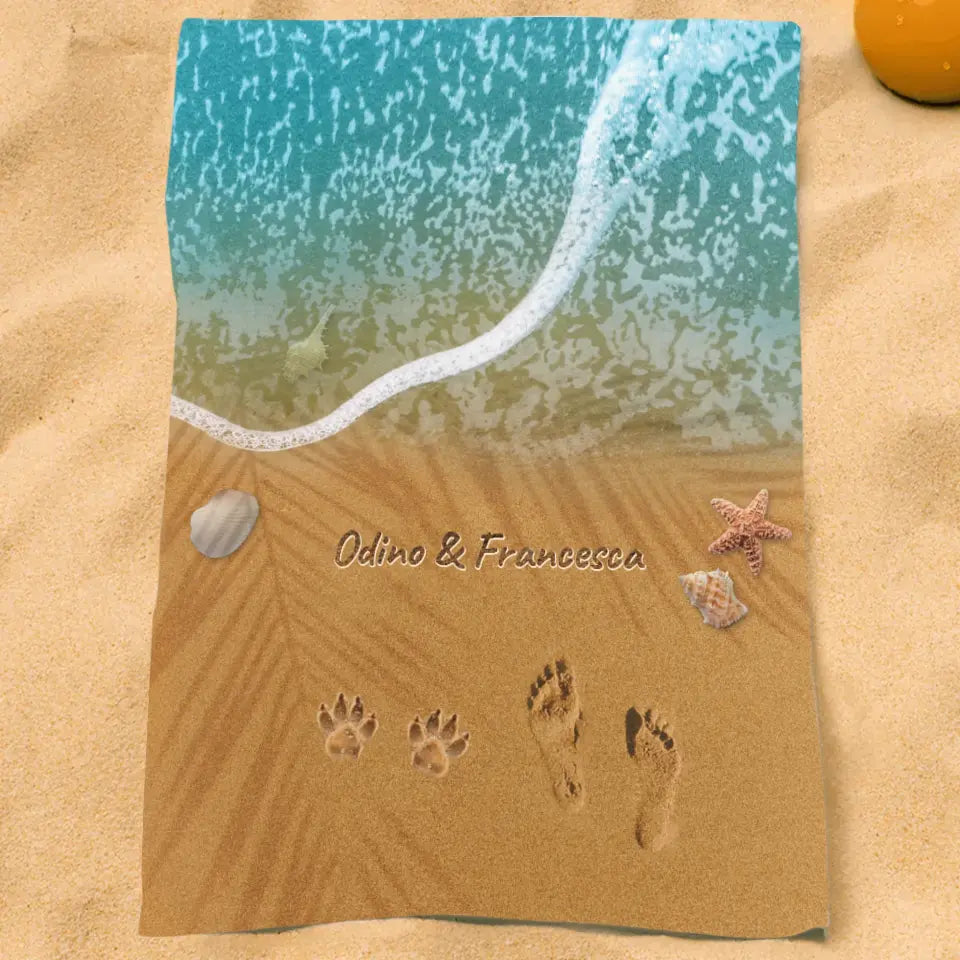 Zampe nella sabbia - Telo da mare personalizzato