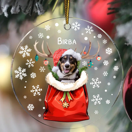 Foto natalizia del tuo animale - Ciondolo in acrilico personalizzato