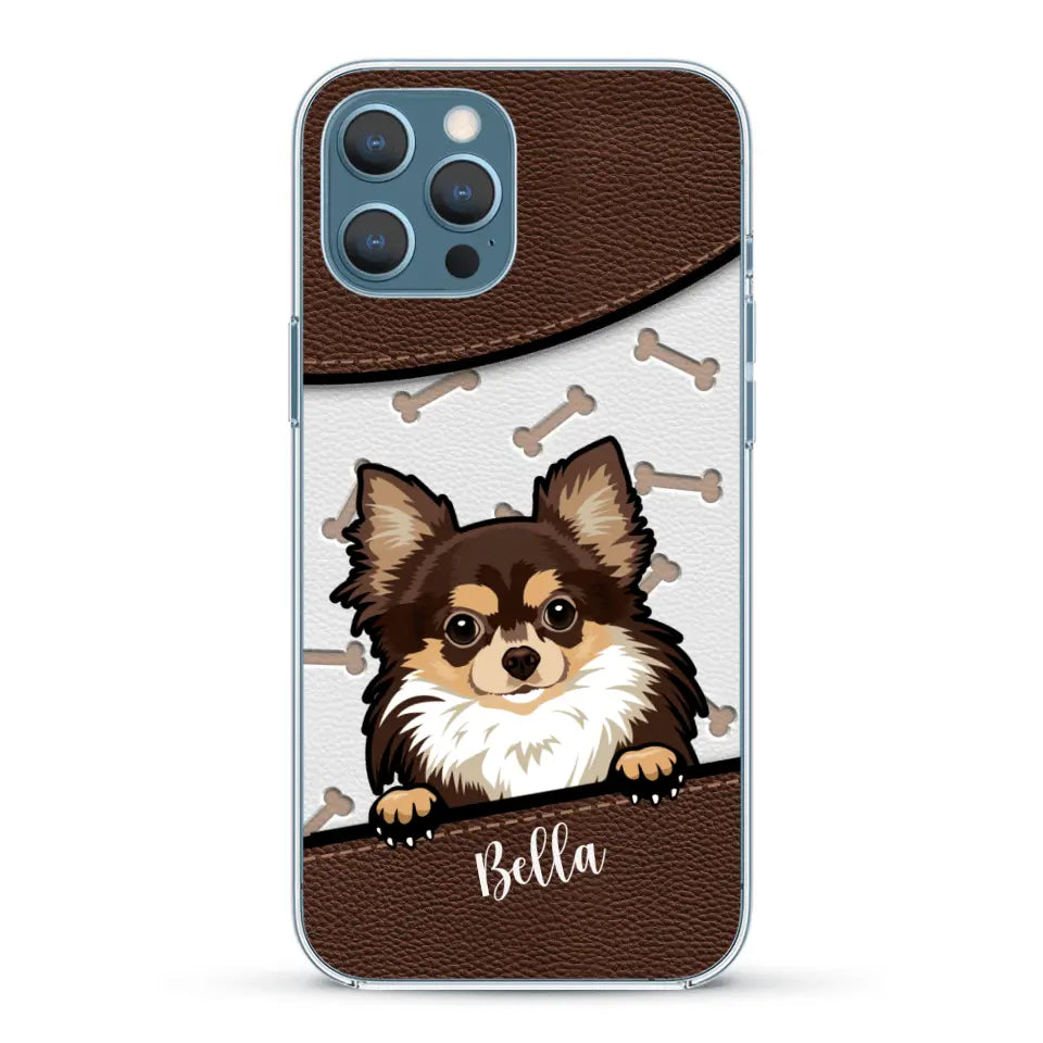 Cane affacciato aspetto similpelle - Custodia per il telefono personalizzata