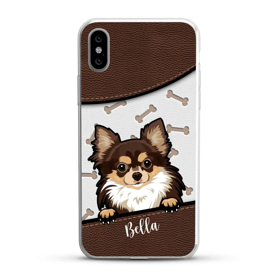 Cane affacciato aspetto similpelle - Custodia per il telefono personalizzata