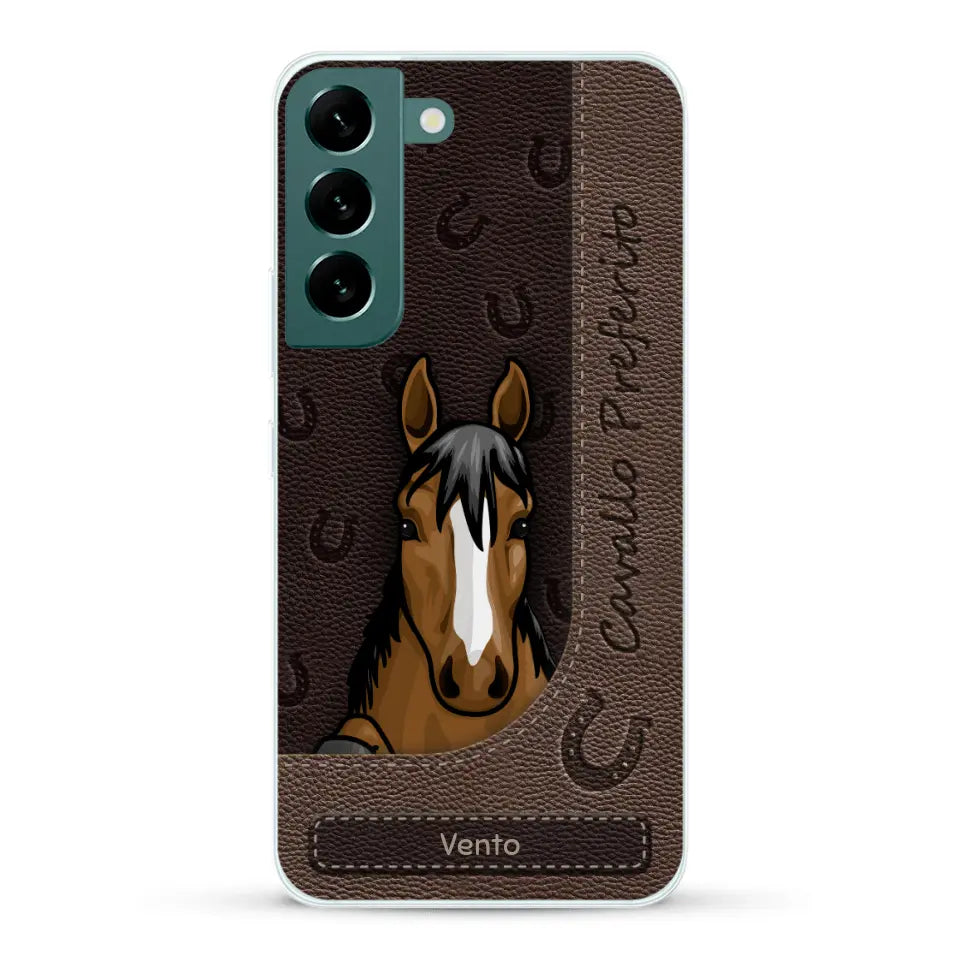 Cavallo affacciato aspetto similpelle - Custodia per il telefono personalizzata