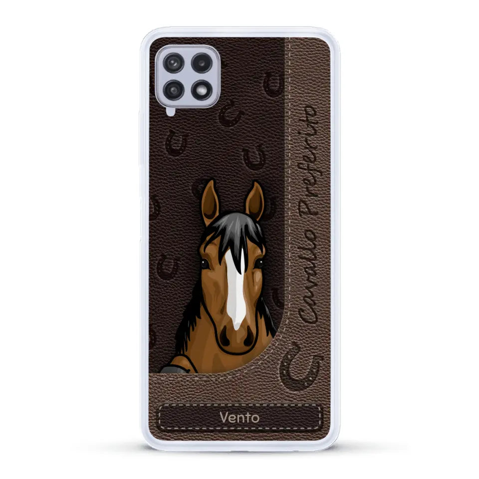 Cavallo affacciato aspetto similpelle - Custodia per il telefono personalizzata