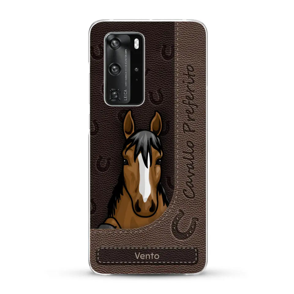 Cavallo affacciato aspetto similpelle - Custodia per il telefono personalizzata