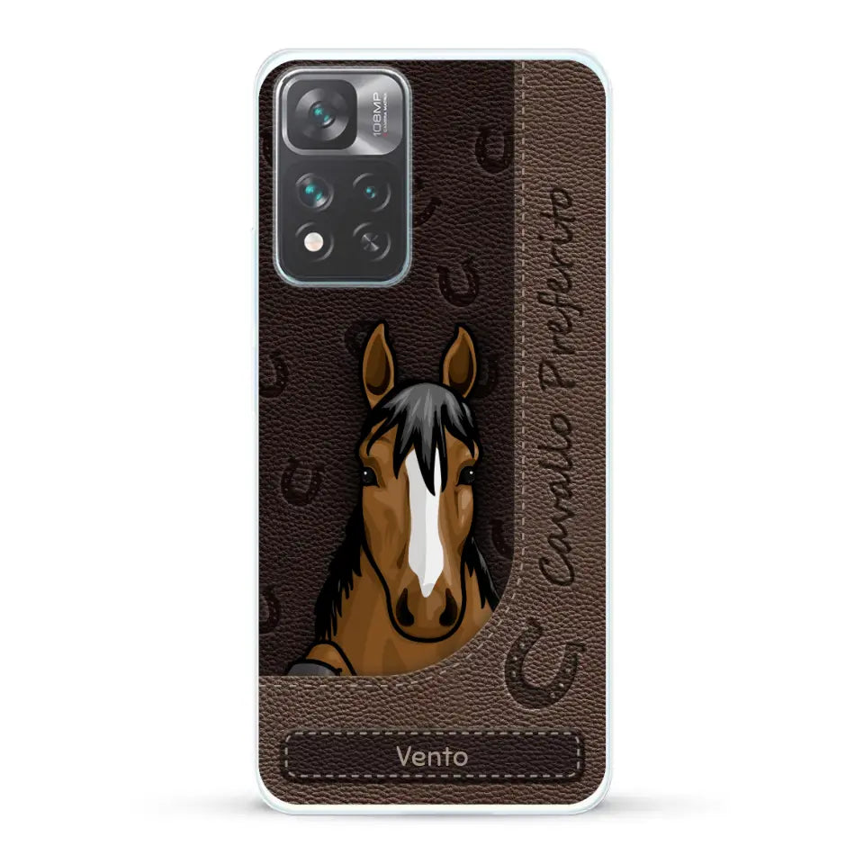 Cavallo affacciato aspetto similpelle - Custodia per il telefono personalizzata