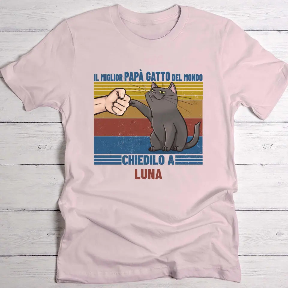 Il miglior papà gatto retro - Maglietta Personalizzata