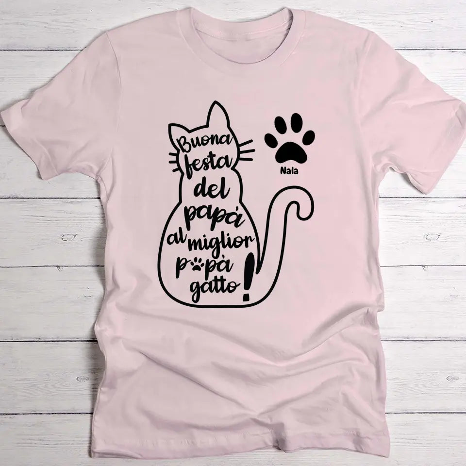 Il miglior papà gatto - Maglietta personalizzata