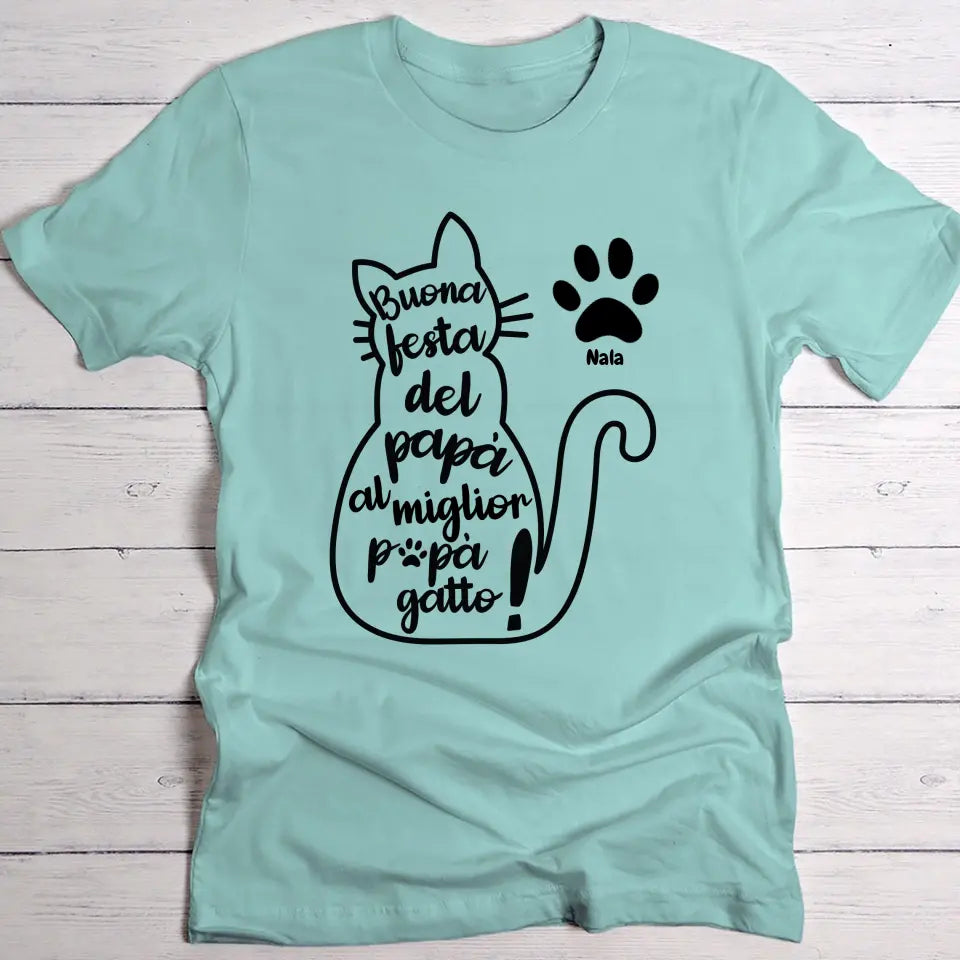 Il miglior papà gatto - Maglietta personalizzata