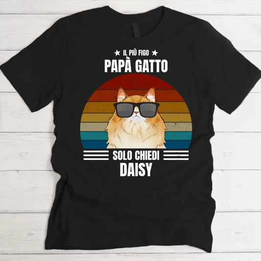 Il papà gatto più figo - Maglietta personalizzata