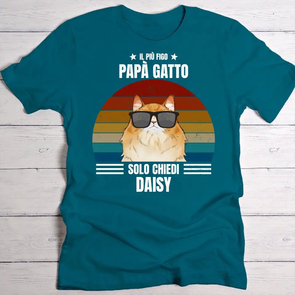 Il papà gatto più figo - Maglietta personalizzata