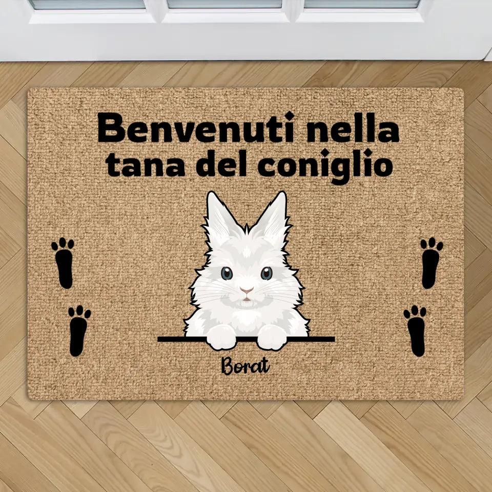 Benvenuti nella tana dei conigli - Zerbino personalizzato