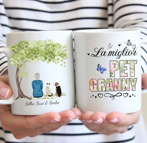 La miglior nonna di animali domestici (stampa fiori) - Tazza personalizzata - Featured Image