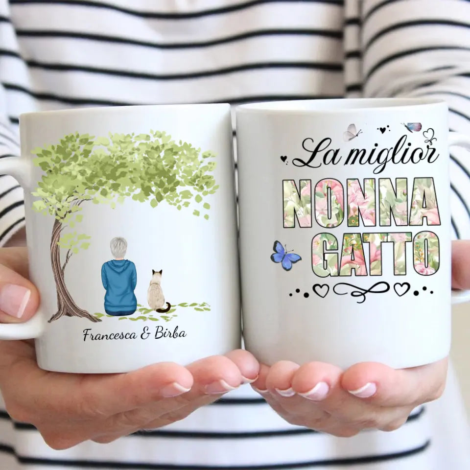 La miglior nonna di animali domestici (stampa fiori) - Tazza personalizzata