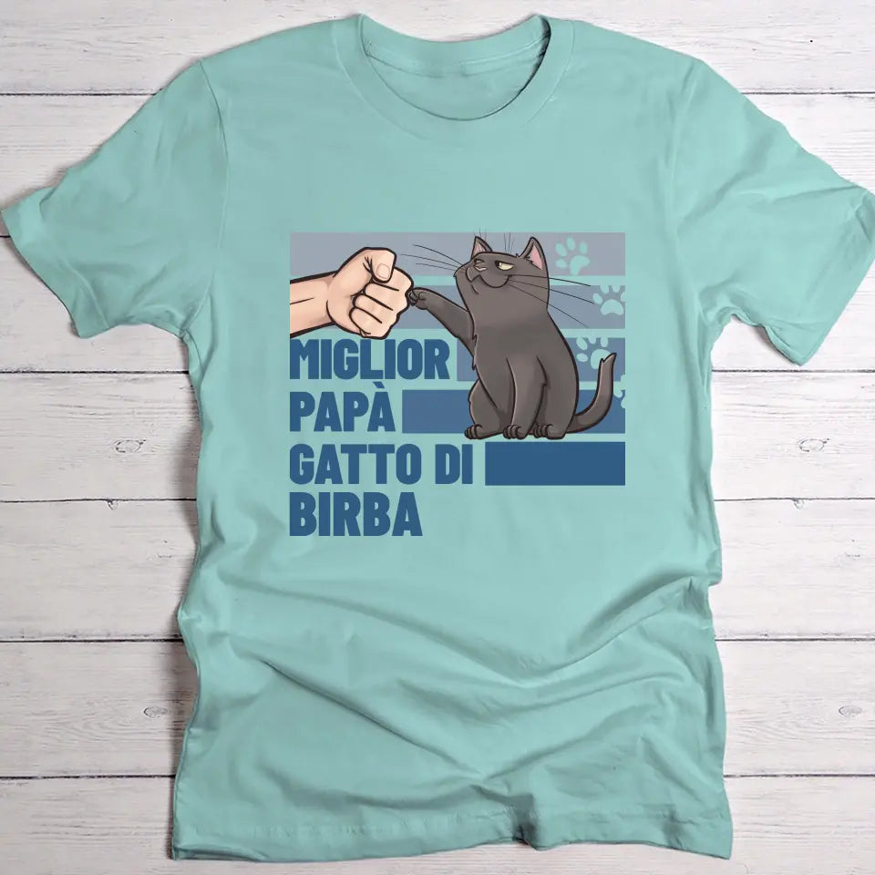 Il miglior papà gatto di - Maglietta Personalizzata