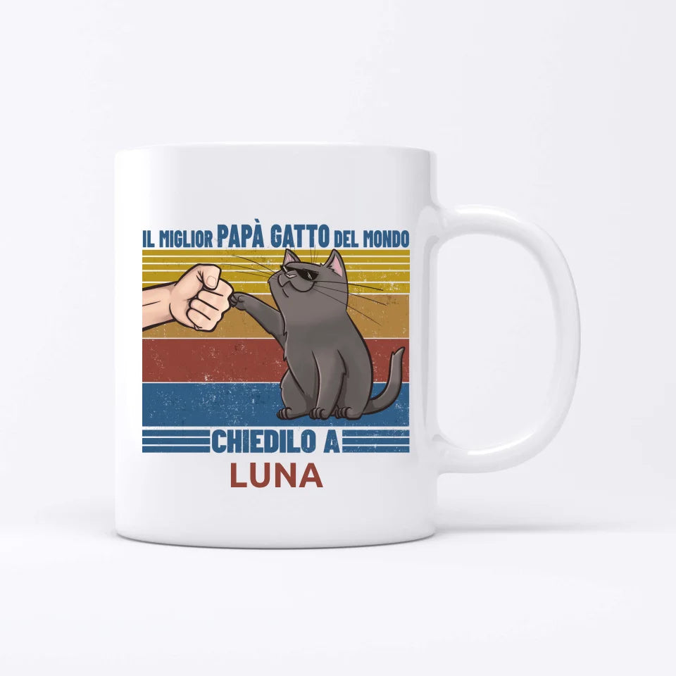 Il miglior papà gatto retro - Tazza personalizzata