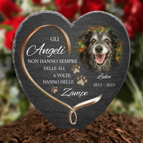 Gli angeli hanno delle zampe - Cuore in ardesia personalizzato - Featured Image