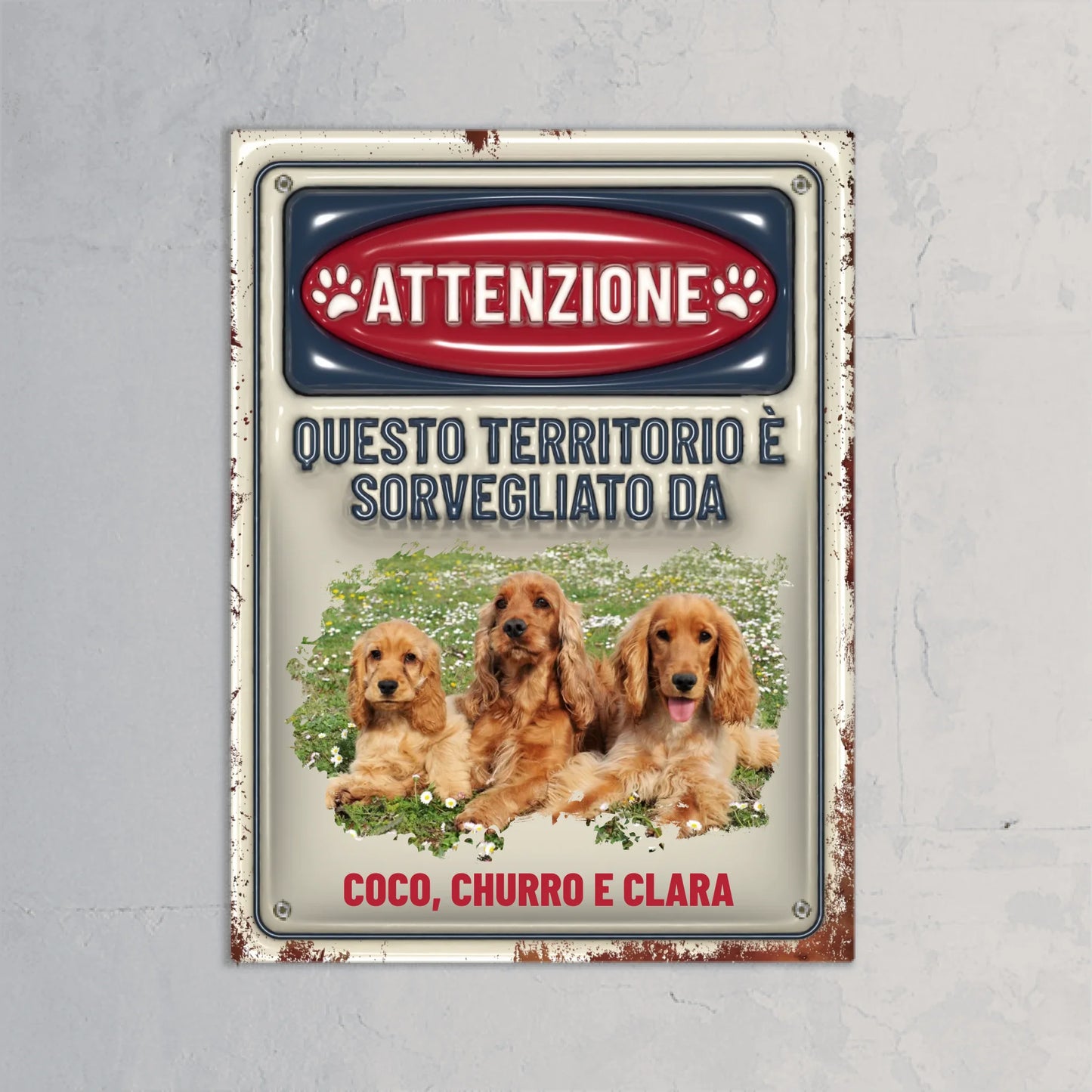 Attenzione (effetto 3D) - Targa per porta personalizzata