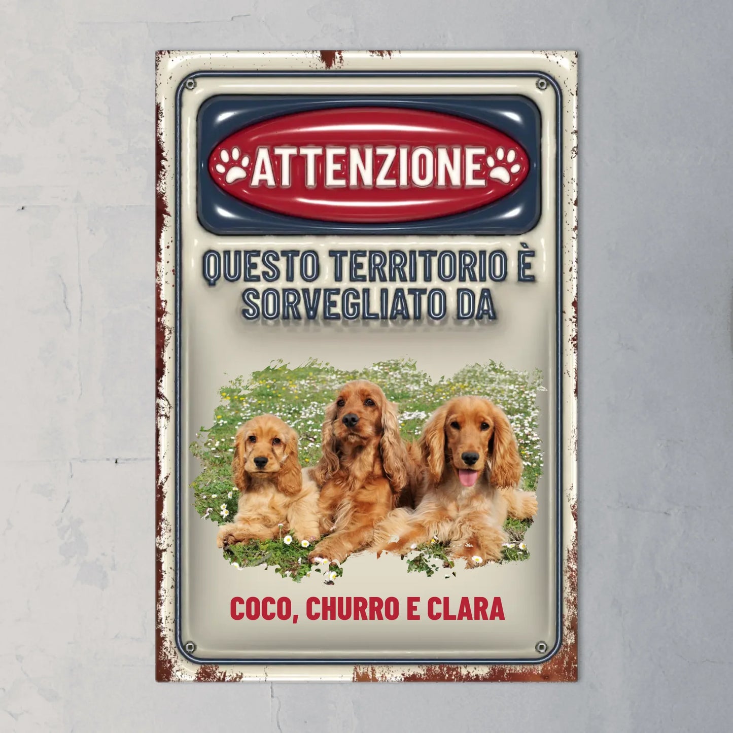Attenzione (effetto 3D) - Targa per porta personalizzata