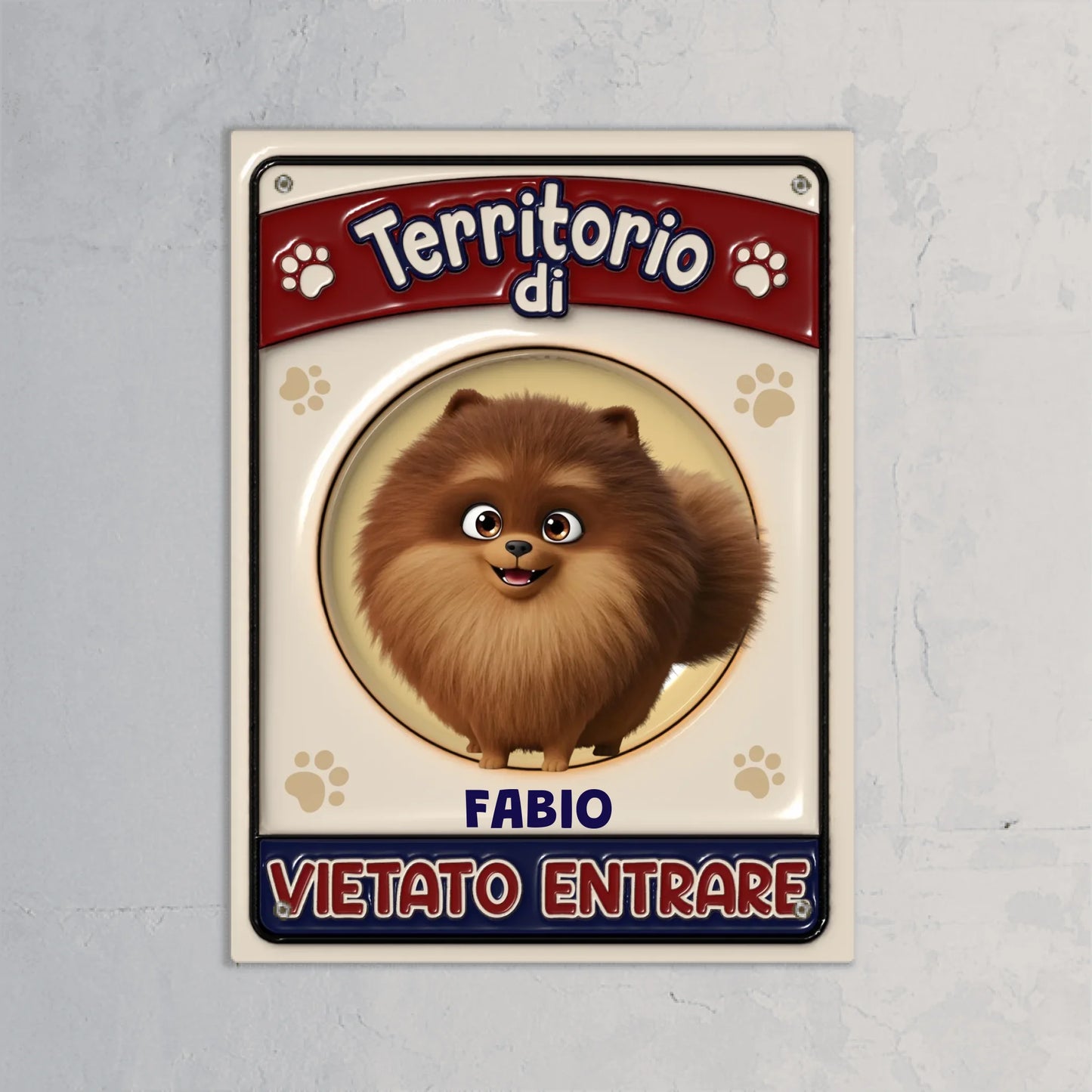 Territorio di (effetto 3D) - Targa per porta personalizzata