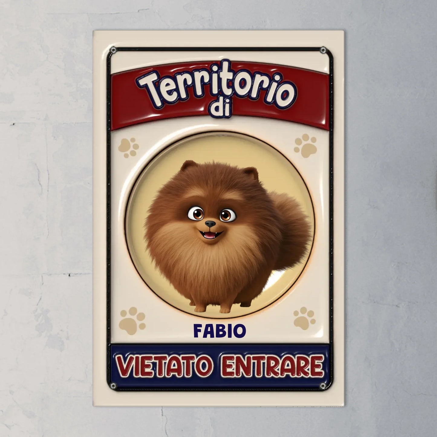 Territorio di (effetto 3D) - Targa per porta personalizzata