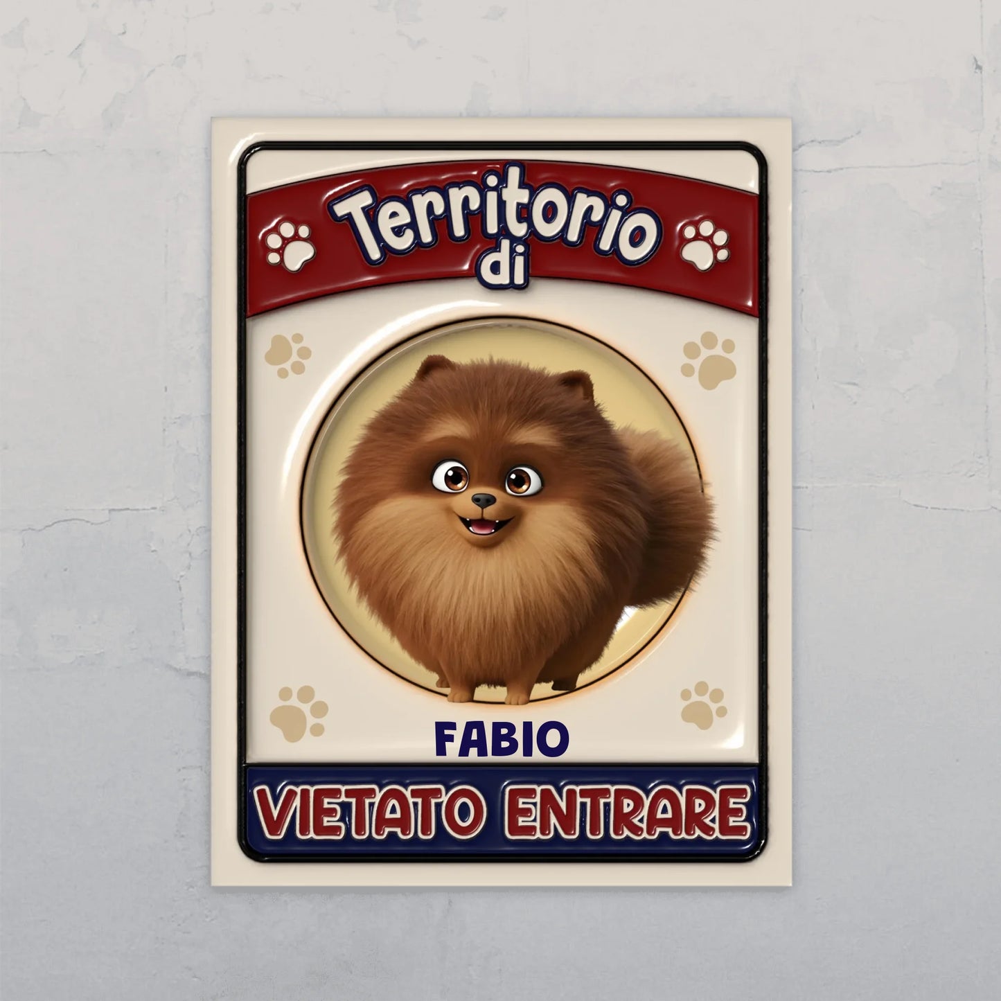 Territorio di (effetto 3D) - Targa per porta personalizzata
