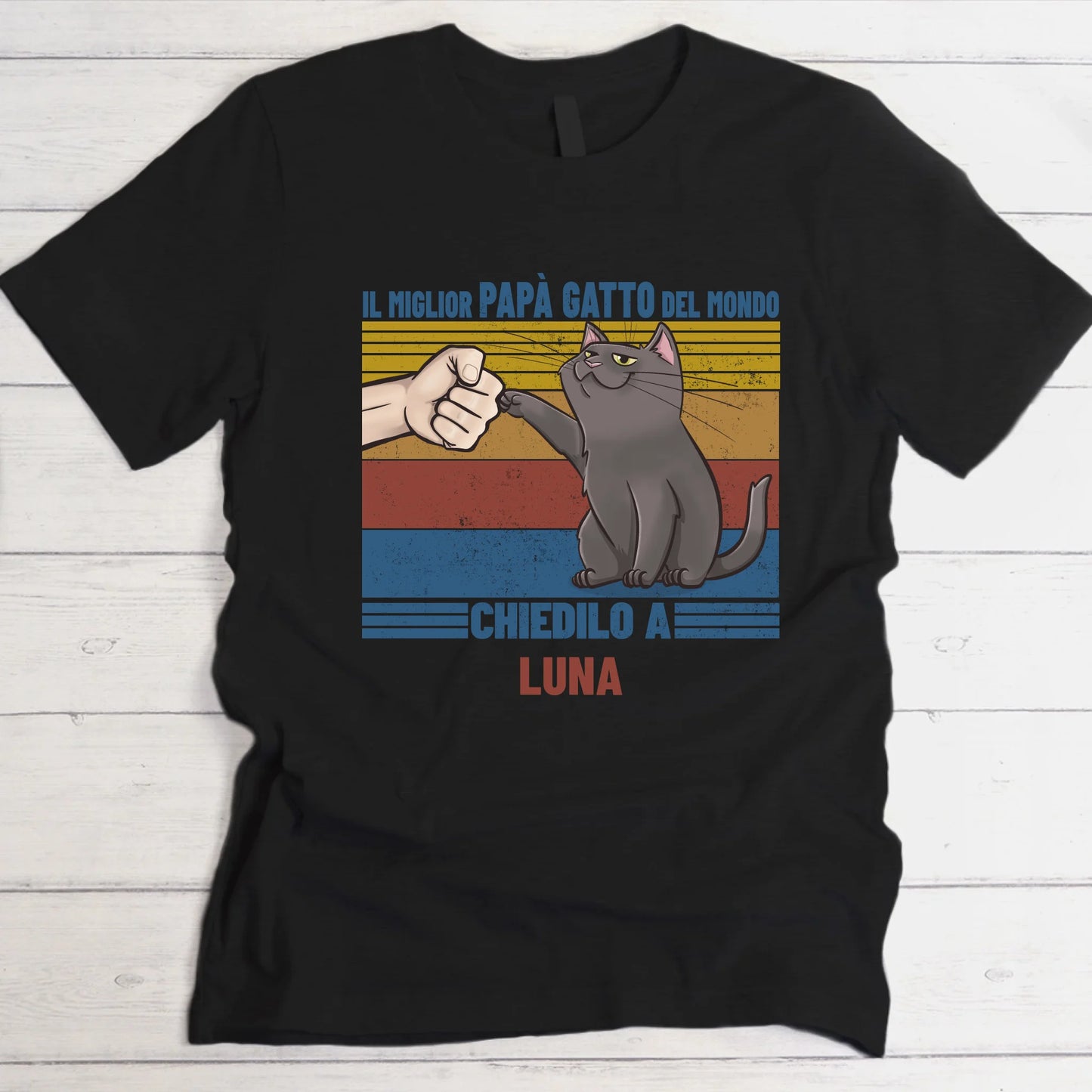 Il miglior papà gatto retro - Maglietta Personalizzata