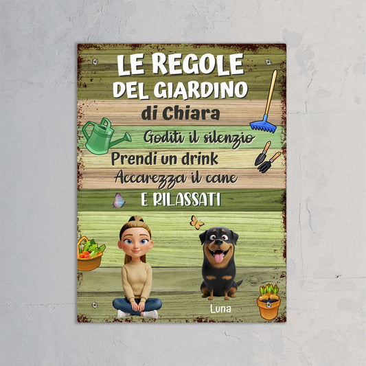Le regole di un giardino - Cartello da giardino personalizzato