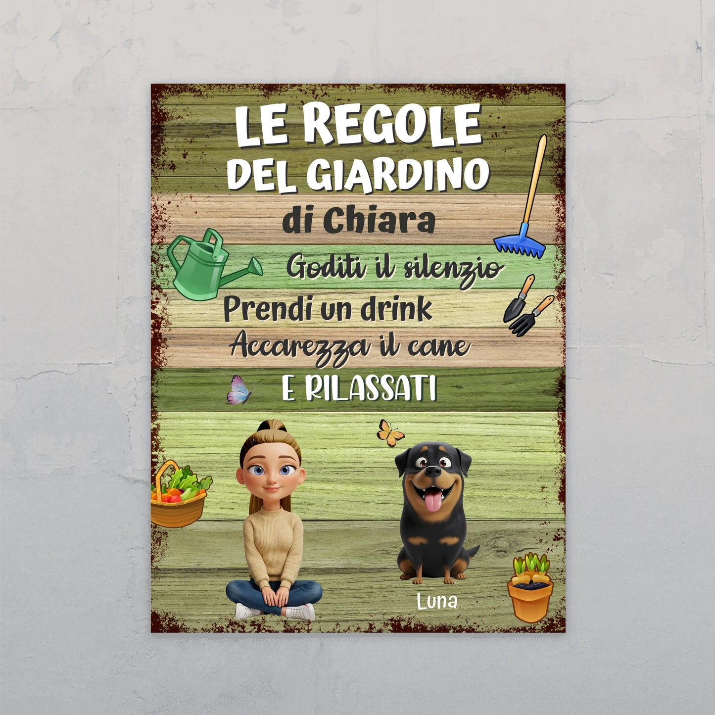 Le regole di un giardino - Cartello da giardino personalizzato