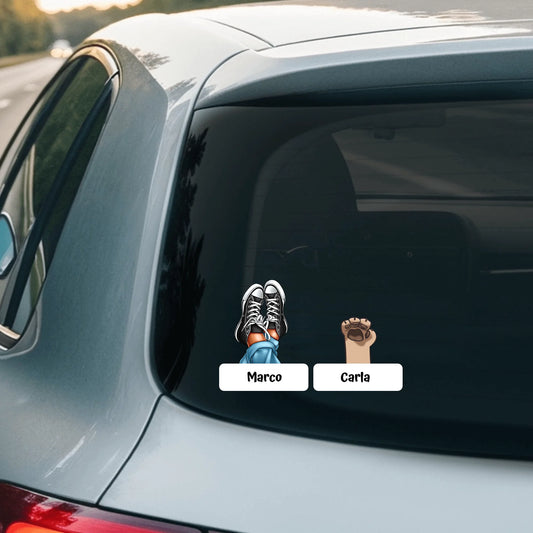 Scarpe e zampe - Adesivo per auto personalizzato