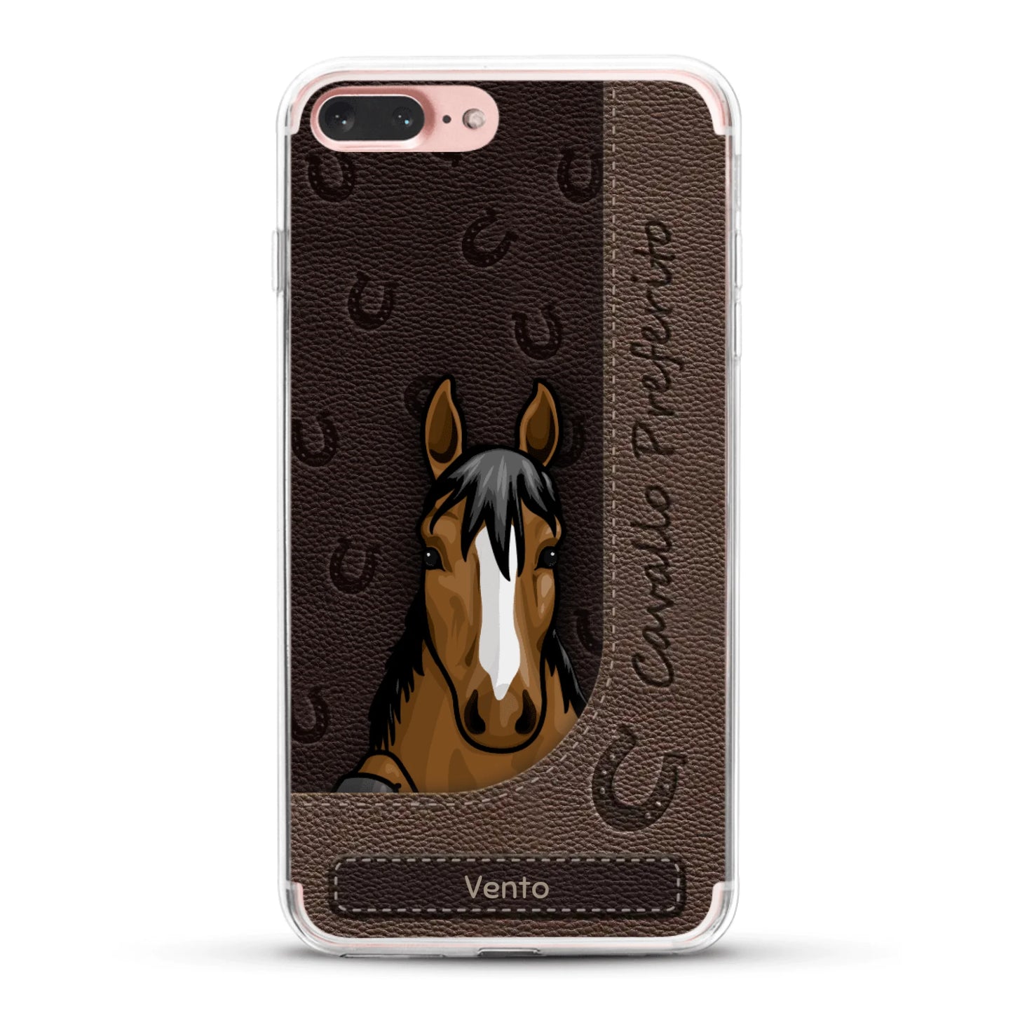 Cavallo affacciato aspetto similpelle - Custodia per il telefono personalizzata