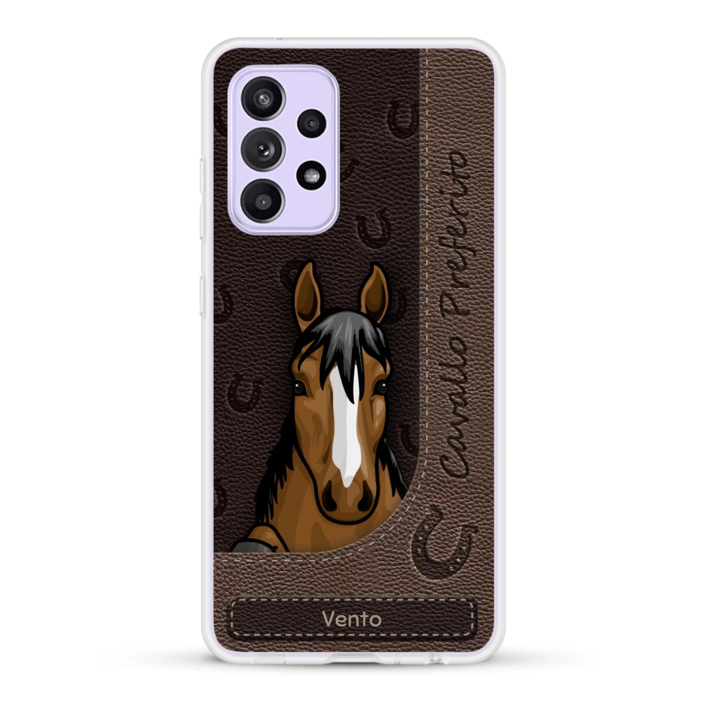 Cavallo affacciato aspetto similpelle - Custodia per il telefono personalizzata