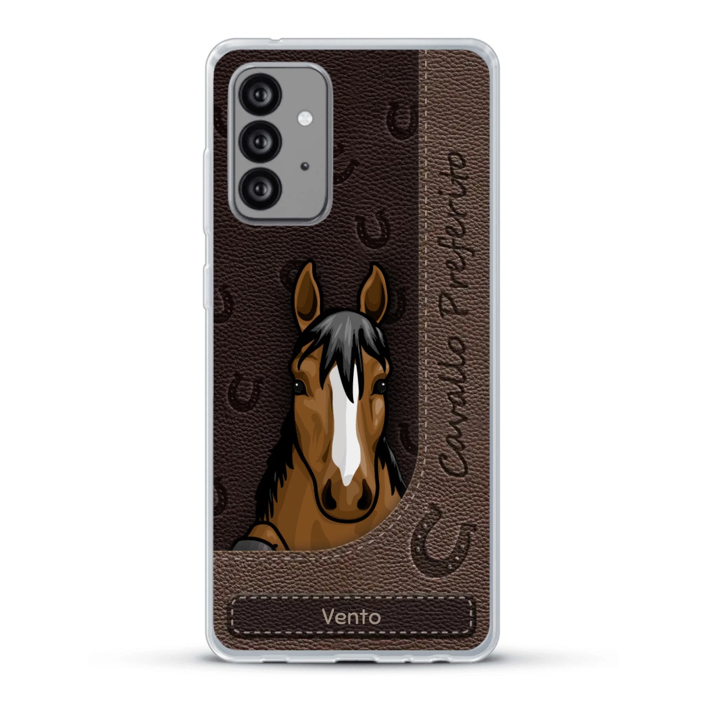 Cavallo affacciato aspetto similpelle - Custodia per il telefono personalizzata